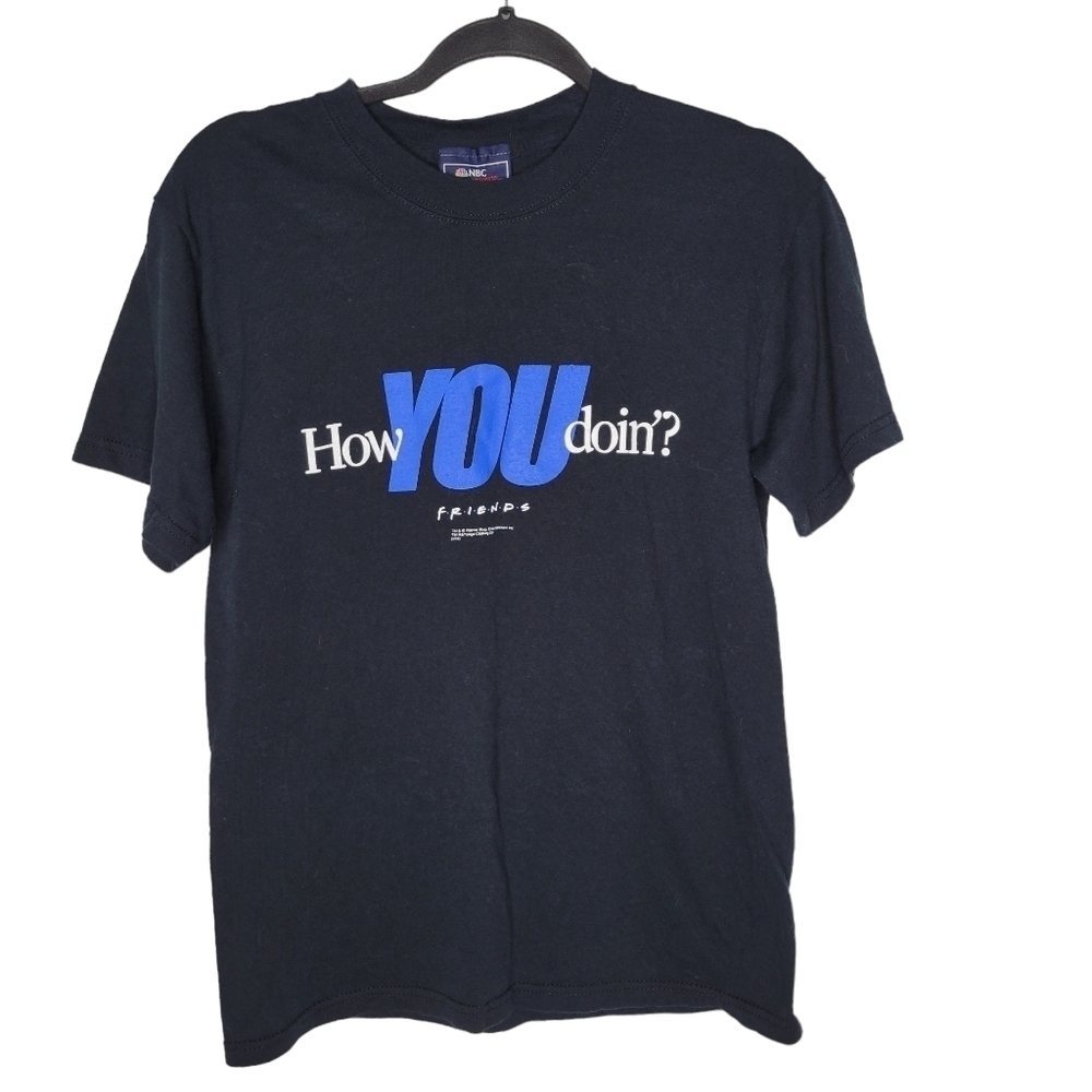 Vintage 90s NBC Store Friends How YOU Doin'? Joey Black T-Shirt Size Small